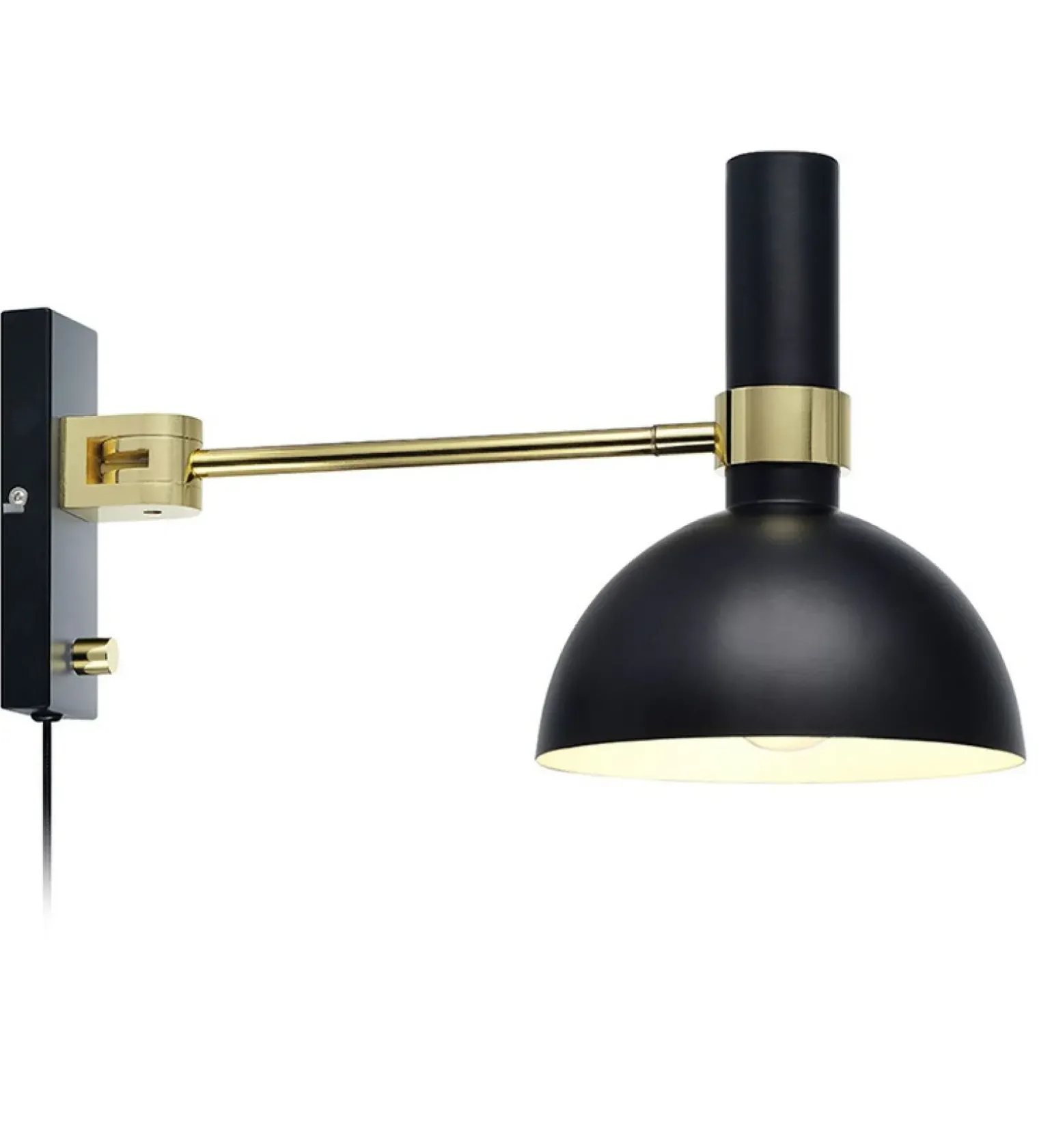 Sklep Kaja Czarny kinkiet ze złotą oprawą i ściemniaczem 106970 | Kaja