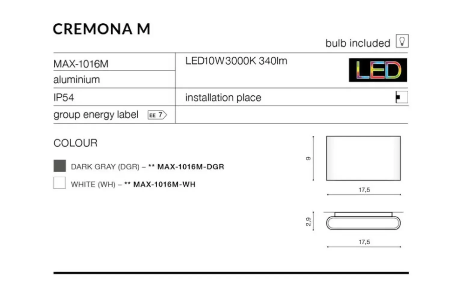 Sklep Kaja kinkiet zewnętrzny LED na taras AZ4340 CREMONA | Kaja
