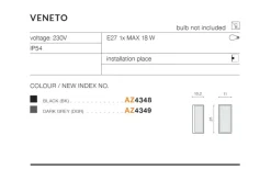 Sklep Kaja kinkiet zewnętrzny prostokątny AZ4348 VENETO | Kaja Oświetlenie