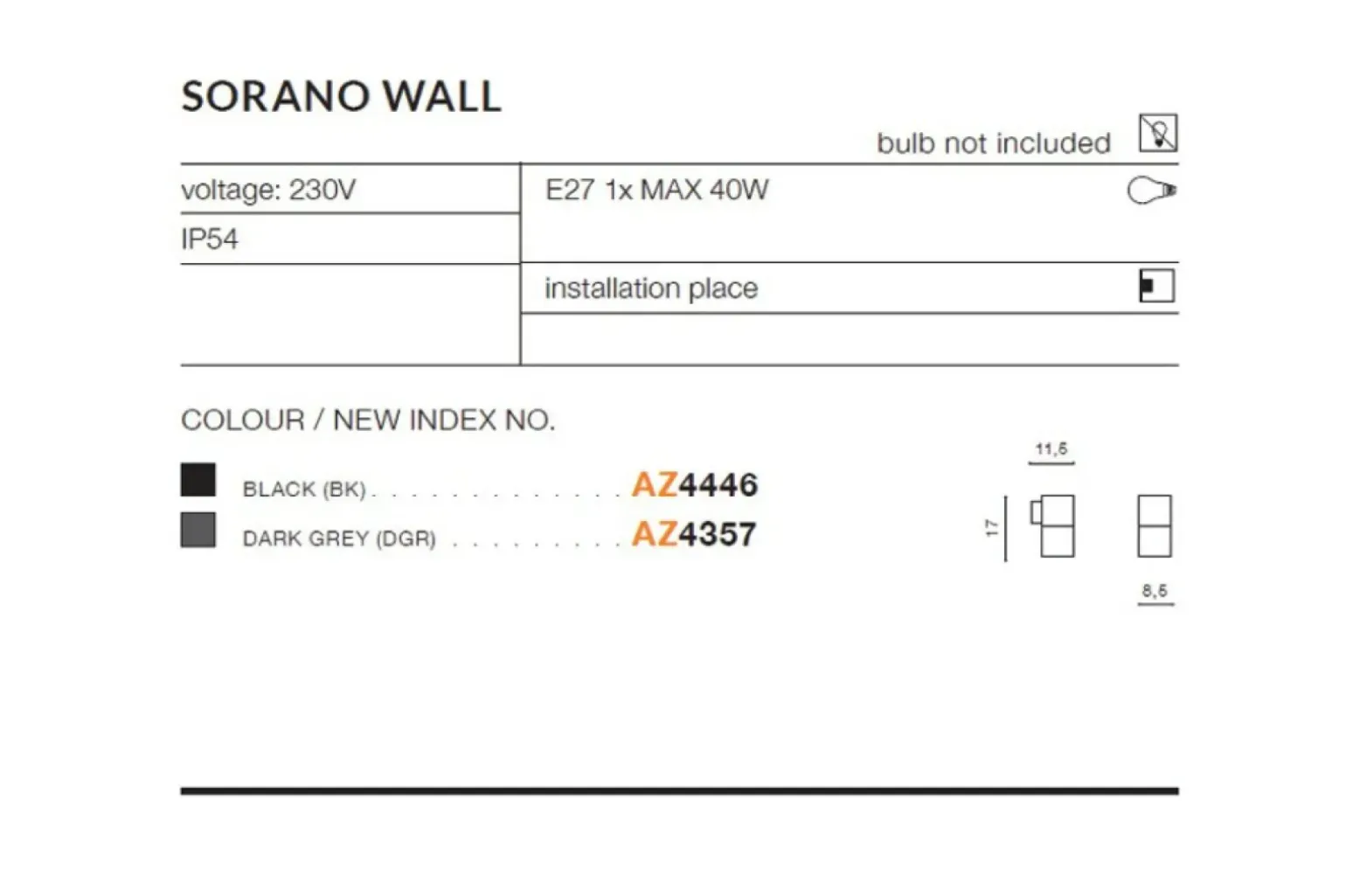 Sklep Kaja kinkiet zewnętrzny na taras AZ4446 SORANO | Kaja Oświetlenie