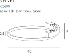 Best Czarny, okrągły plafon, obręcz LED Ø40cm MX C0199 VELVET | Kaja Żyrandole Nowoczesne