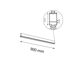 Sklep Kaja Czarny plafon LED w formie listwy 90cm 3000K ANT 1964 NUMATA | Kaja