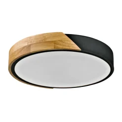Sklep Kaja Czarny plafon sufitowy, z drewnem PLF-13186-BK-WO z serii NASTRO