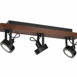 Sale Czarny, potrójny reflektor, drewniana listwa LX 1229 z serii VIVA WOOD Żyrandole Nowoczesne