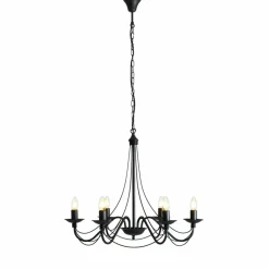 Sklep Kaja Czarny żyrandol sześcioramienny na łańcuchu 397K1 RÓŻA | Kaja