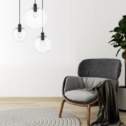 Fashion Czarny żyrandol z kloszem ⌀30cm LP-004/1P L BK PUERTO | Kaja Żyrandole Nowoczesne