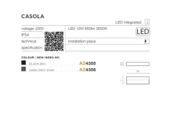 Sklep Kaja zewnętrzny kinkiet elewacyjny LED AZ4355 CASOLA | Kaja