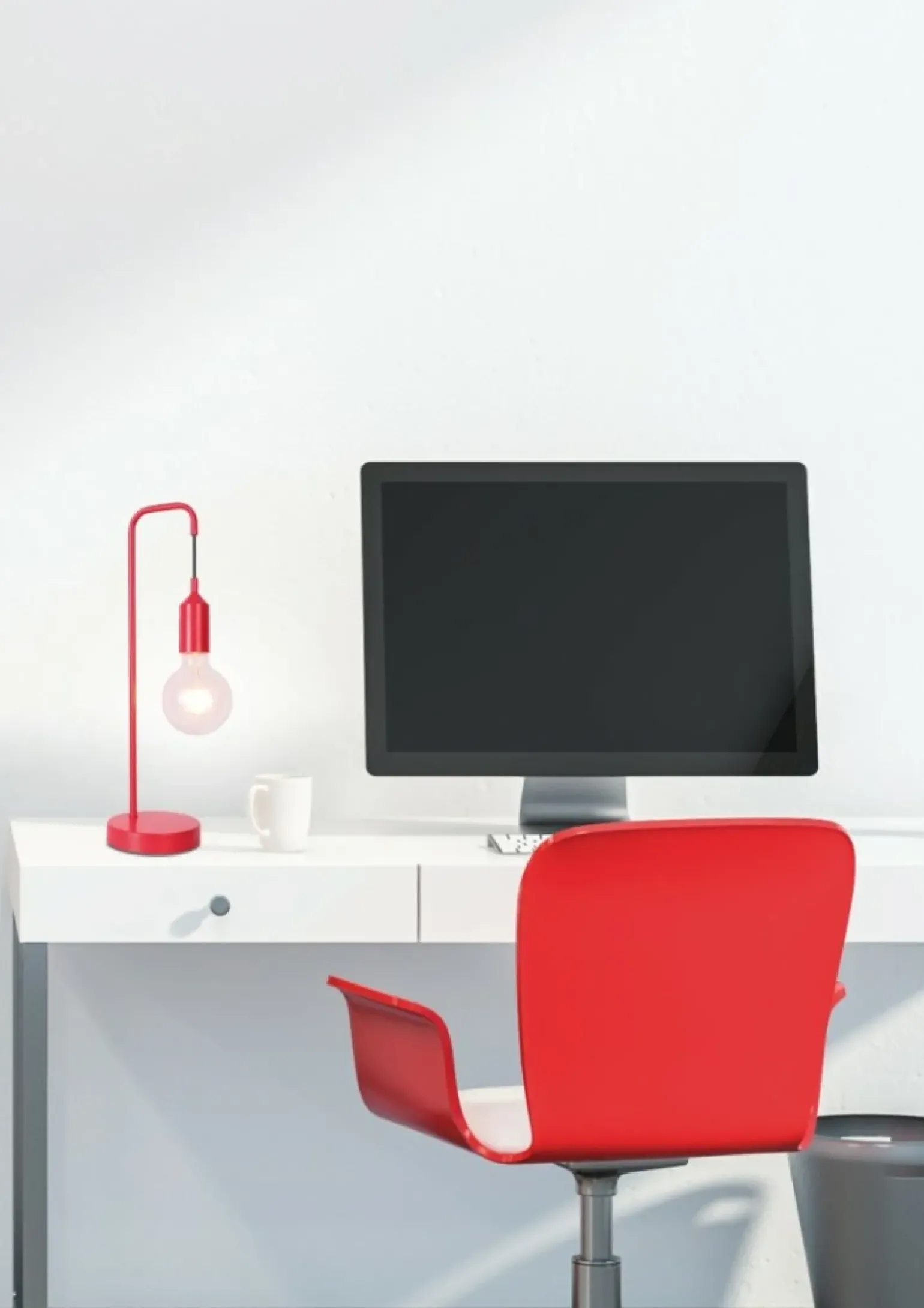 Sklep Kaja Czerwona lampka stołowa bez klosza LEDEA 50501195 LAREN | Kaja