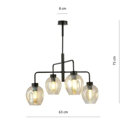 Discount Czteropunktowa, czarna lampa sufitowa 1165/4 LUKKA | Kaja Oświetlenie Żyrandole Nowoczesne