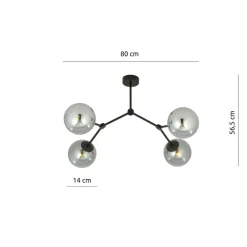 Flash Sale Czteropunktowa, loftowa lampa do sypialni 1134/4 SPACE | Kaja Żyrandole Nowoczesne