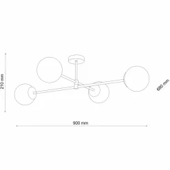 Store Czteroramienna, czarna lampa sufitowa do sypialni TK 4735 - SARIUS Żyrandole Nowoczesne
