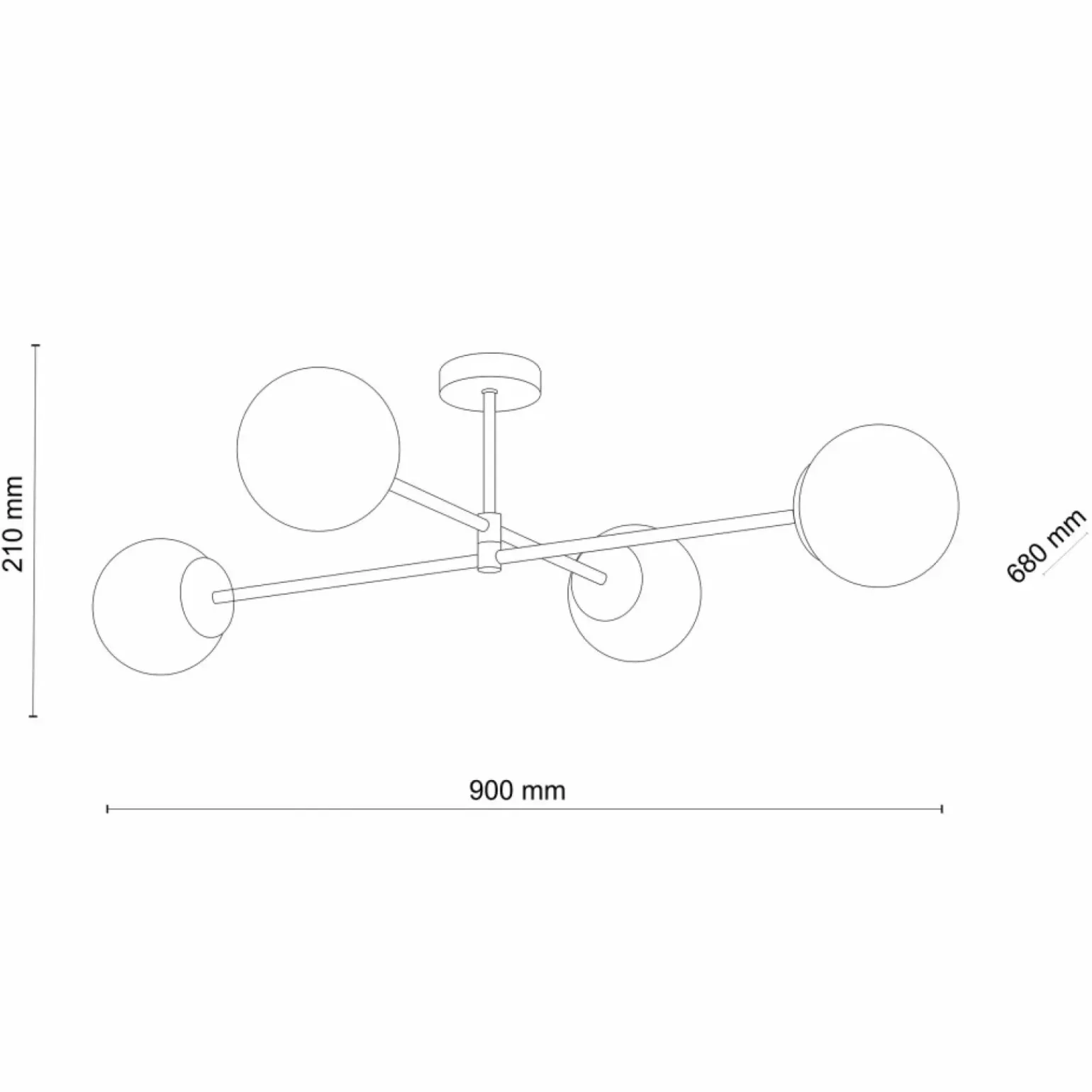 Store Czteroramienna, czarna lampa sufitowa do sypialni TK 4735 - SARIUS Żyrandole Nowoczesne