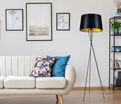 Sklep Kaja Dekoracyjna, czarno-złota lampa podłogowa K-4358 | Kaja Oświetlenie