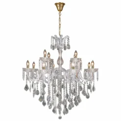 Outlet Dekoracyjna, kryształowa lampa wisząca ZM 17801/10+5-GLD CHATEAU | Kaja Żyrandole Nowoczesne
