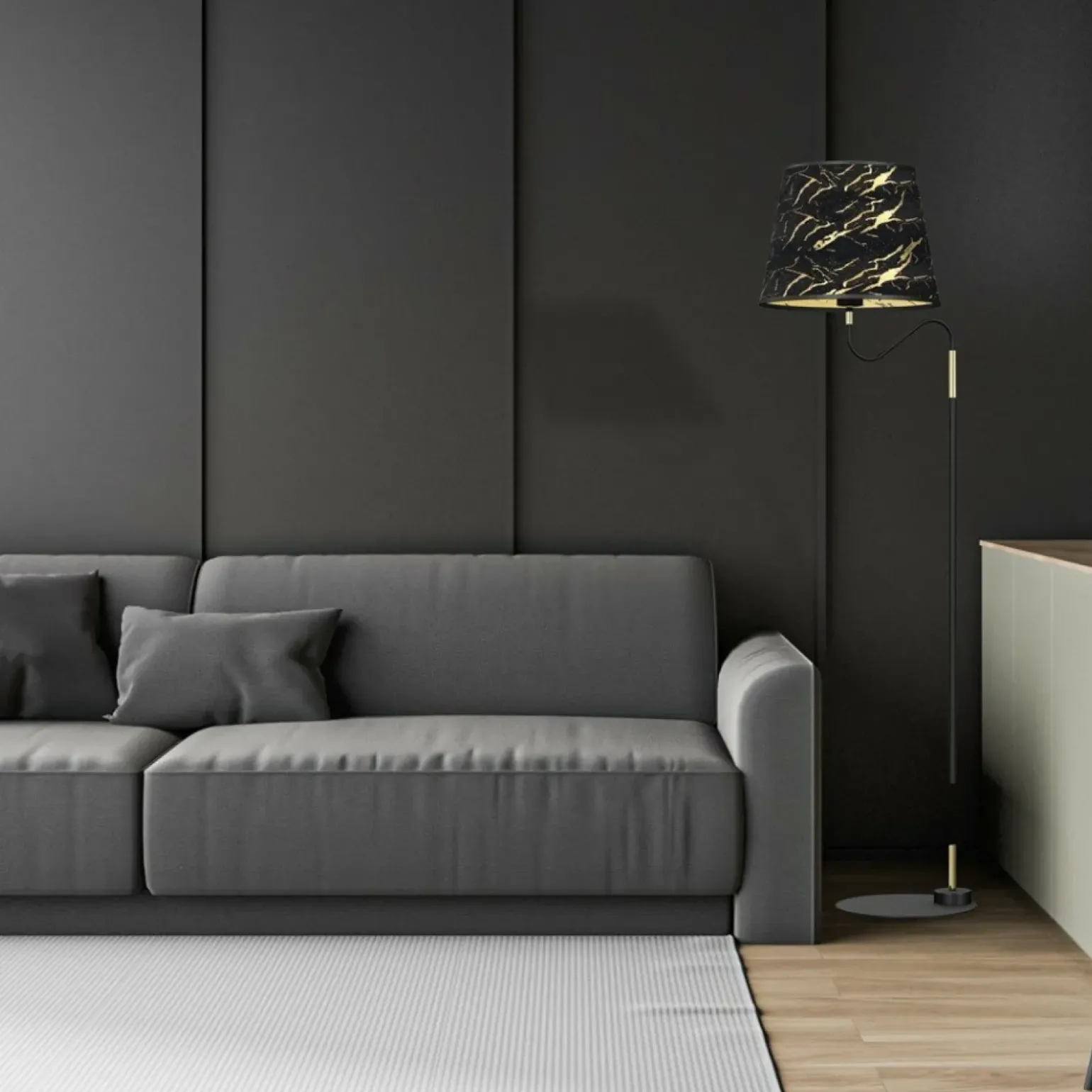 Sklep Kaja Dekoracyjna lampa podłogowa, czarno-złota MLP7284 z serii HERMES | Kaja Oświetle