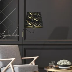 Sklep Kaja Dekoracyjna lampa podłogowa, czarno-złota MLP7284 z serii HERMES | Kaja Oświetle