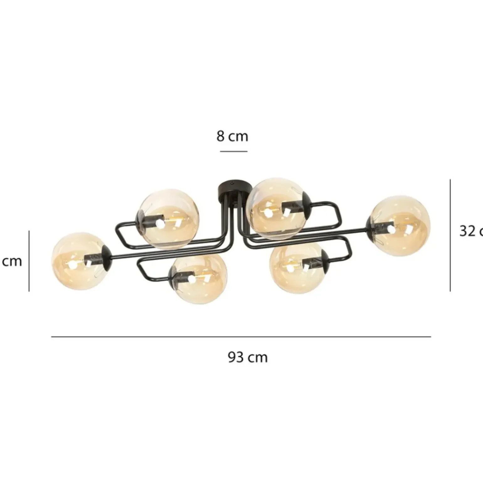 Best Sale Dekoracyjna lampa sufitowa z miodowymi kloszami 833/6A | Kaja Żyrandole Nowoczesne