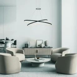 Clearance Dekoracyjna lampa wisząca do salonu LP-940/2P BK CCT HALIFAX | Kaja Żyrandole Nowoczesne