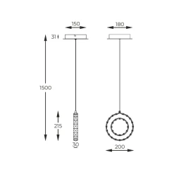 Discount Dekoracyjna lampa wisząca kryształowe koło MD3713-1-3GT GIRONA | Kaja Żyrandole Nowoczesne