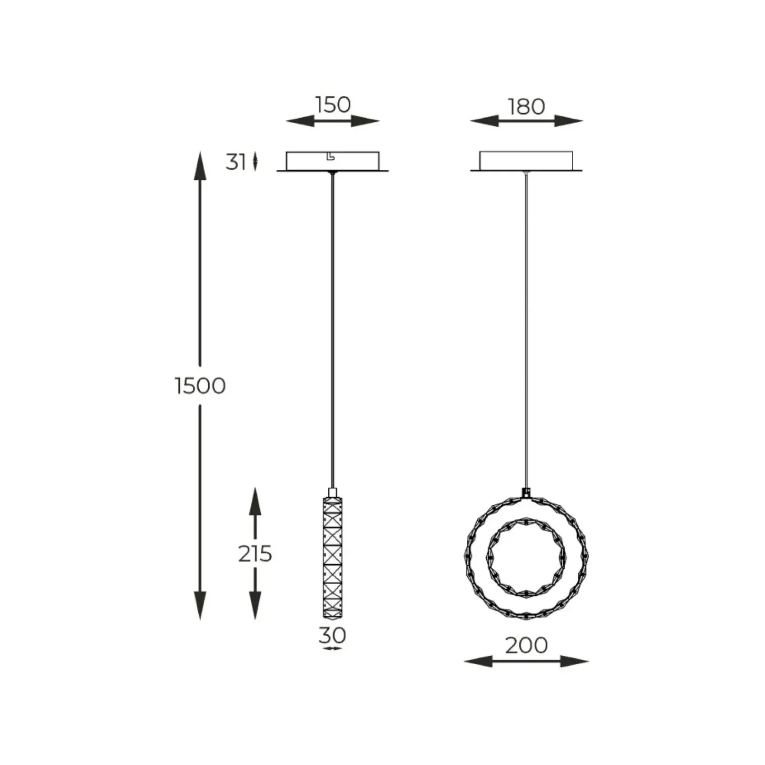 Discount Dekoracyjna lampa wisząca kryształowe koło MD3713-1-3GT GIRONA | Kaja Żyrandole Nowoczesne