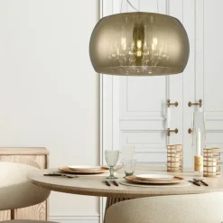 Store Dekoracyjna lampa ze złotym kloszem P0076-05L-F7HF CRYSTAL | Kaja Żyrandole Nowoczesne