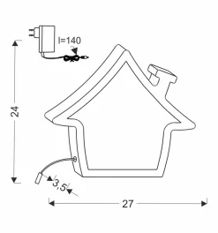 Sklep Kaja Dekoracyjna lampka nocna do pokoju dziecka 41-11732 HOUSE | Kaja