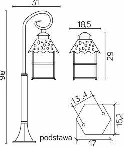 Sklep Kaja Dekoracyjna, ogrodowa lampa, styl klasyczny K 5002/3/Z z serii CADIZ | Kaja Oświ