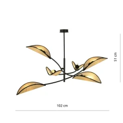 Outlet Dekoracyjna, rozłożysta lampa w stylu rustykalnym 1108/6 LOTUS | Kaja Żyrandole Nowoczesne