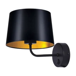 Sklep Kaja Dekoracyjny kinkiet z czarno-złotym abażurem K-4356 | Kaja Oświetlenie