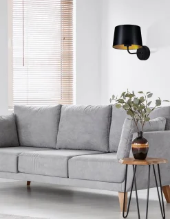 Sklep Kaja Dekoracyjny kinkiet z czarno-złotym abażurem K-4356 | Kaja Oświetlenie