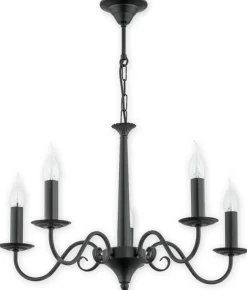 Sklep Kaja Dekoracyjny żyrandol z czarną oprawą O2895 W5 CZA | Kaja Oświetlenie