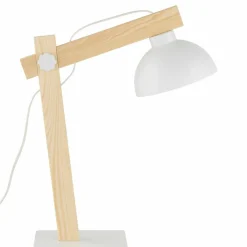 Sklep Kaja Designerska, biała lampka biurkowa z drewnem TK 5347 z serii OSLO