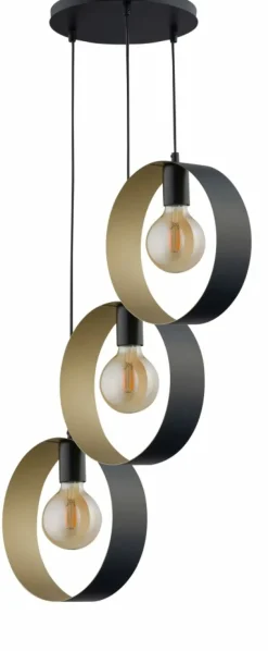 Best Sale Designerska, czarno-złota lampa z obręczami SIG 32285 z serii HAPPY Żyrandole Nowoczesne