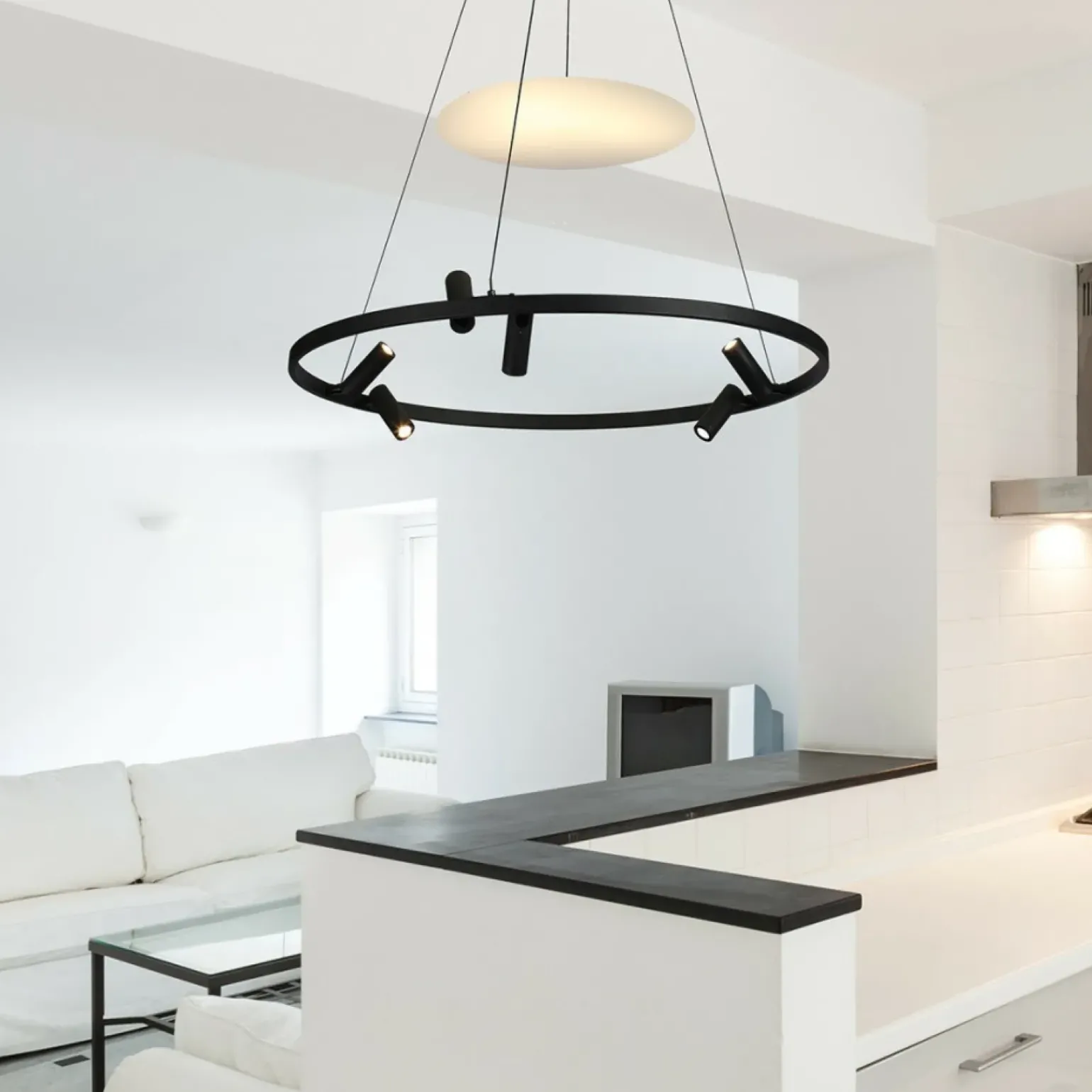 Cheap Designerska lampa wisząca obręcz LP-907/1P BK ALMERIA | Kaja Żyrandole Nowoczesne