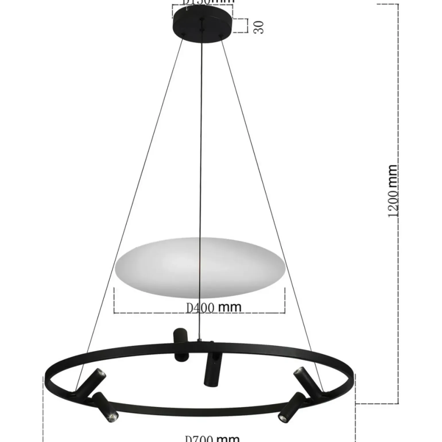 Cheap Designerska lampa wisząca obręcz LP-907/1P BK ALMERIA | Kaja Żyrandole Nowoczesne
