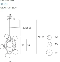 Best Designerska lampa wisząca z planetami MX P0378 COSMOS | Kaja Żyrandole Nowoczesne
