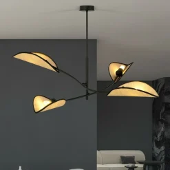 New Designerska lampa z rattanowymi abażurami 1108/4 LOTUS | Kaja Żyrandole Nowoczesne
