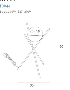 Sklep Kaja Designerska lampka trójnóg z kloszem MX T0044 XENA | Kaja Oświetlenie