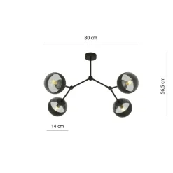 Discount Designerska, loftowa lampa sufitowa do sypialni 1135/4 SPACE | Kaja Żyrandole Nowoczesne
