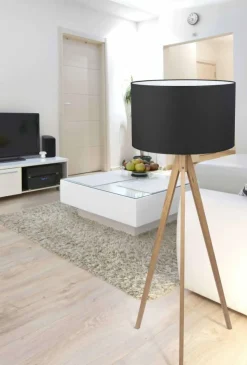 Sklep Kaja Drewniana lampa podłogowa z abażurem TK 5039 TREVISO | Kaja