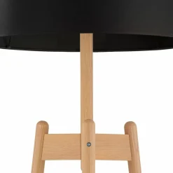 Sklep Kaja Drewniana lampa podłogowa z czarnym abażurem TK 5425 z serii PEREZ