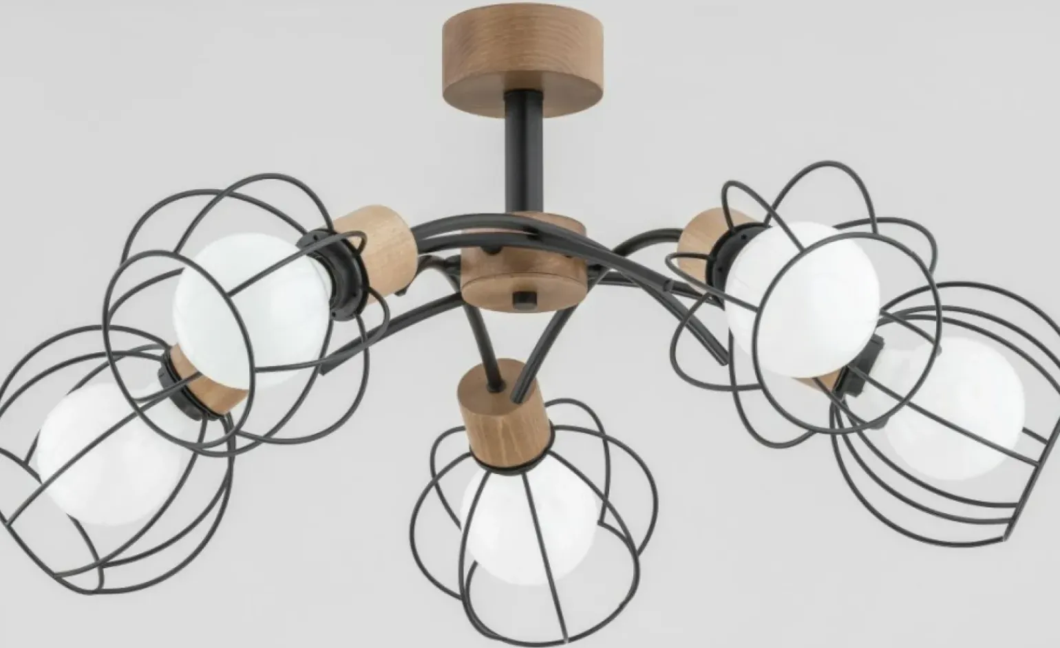 Cheap Drewniana lampa sufitowa z drucianymi kloszami AL 28385 | Kaja Żyrandole Nowoczesne
