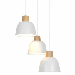 Shop Drewniana lampa sufitowa z białymi zwisami P21031M-3RORLO | Kaja Żyrandole Nowoczesne