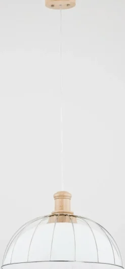 Store Drewniana lampa wisząca z białym kloszem AL 60314 | Kaja Żyrandole Nowoczesne