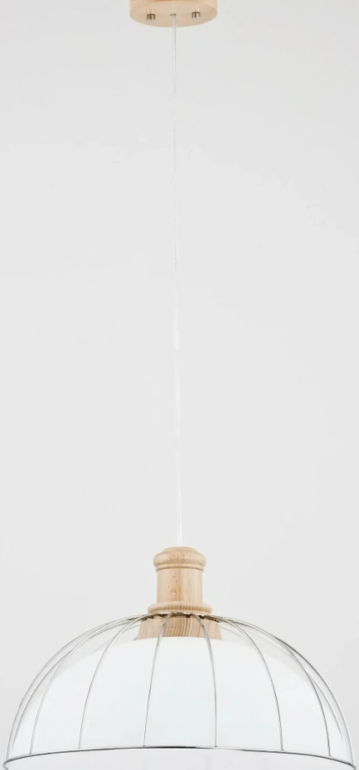 Store Drewniana lampa wisząca z białym kloszem AL 60314 | Kaja Żyrandole Nowoczesne