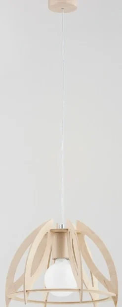 Best Drewniana lampa wisząca z niecodziennym kloszem AL 60902 | Kaja Żyrandole Nowoczesne