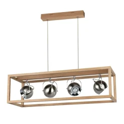 Online Drewniana lampa wisząca ze srebrnymi reflektorami 61670474 ROY | Kaja Żyrandole Nowoczesne
