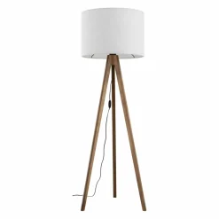 Sklep Kaja Drewniana lampa z lnianym abażurem TK 16004 GRAND ORZECH | Kaja