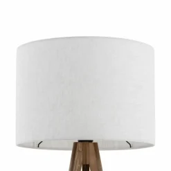 Sklep Kaja Drewniana lampa z lnianym abażurem TK 16004 GRAND ORZECH | Kaja