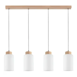 Best Drewniana listwa z czterema szklanymi kloszami 1720474 BOSCO | Kaja Żyrandole Nowoczesne